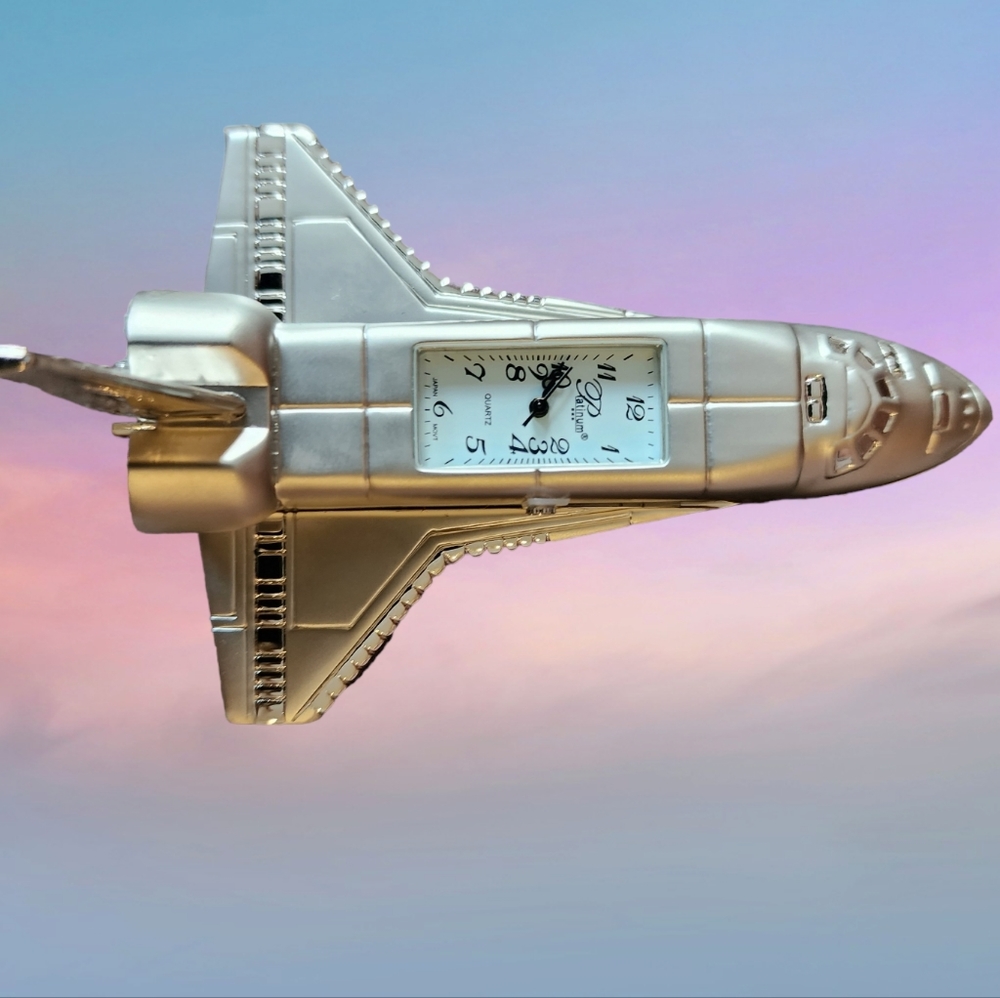 Rare Platinum Silver Space Shuttle Clock NIB - Picture 10 of 11